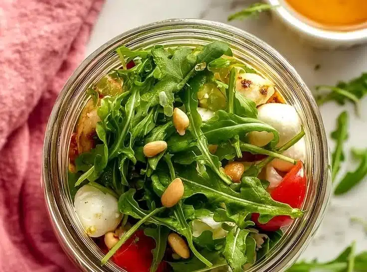 Quick Caprese Mason Jar Salad 2 Quick Caprese Mason Jar Salad