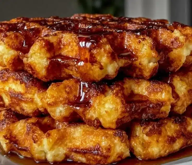 Delicious homemade sourdough waffles with crispy edges on a plate