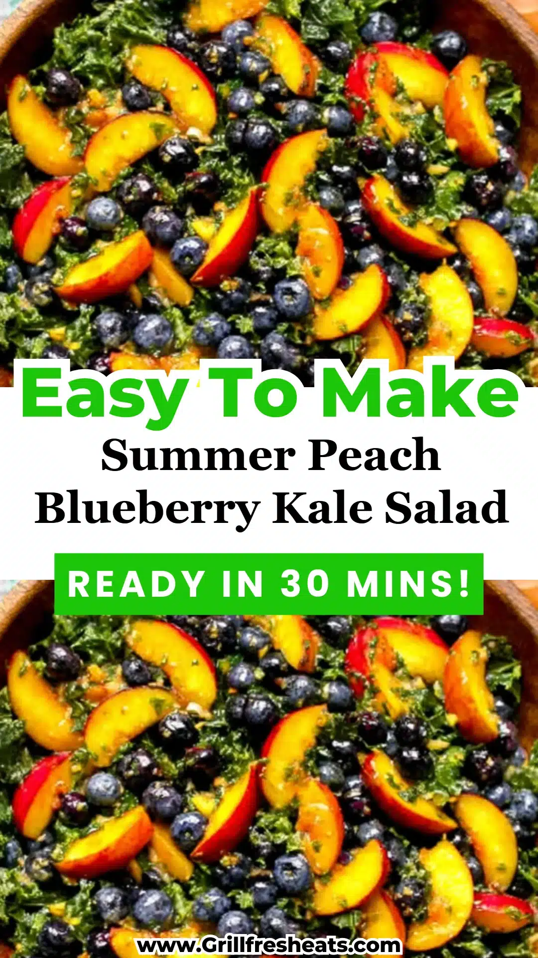 Summer Peach Blueberry Kale Salad 1 Summer Peach Blueberry Kale Salad