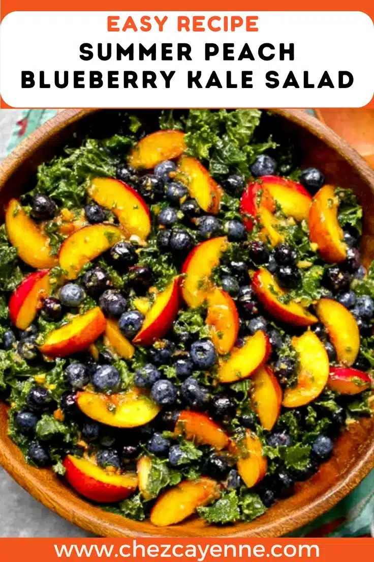Summer Peach Blueberry Kale Salad 3 Summer Peach Blueberry Kale Salad