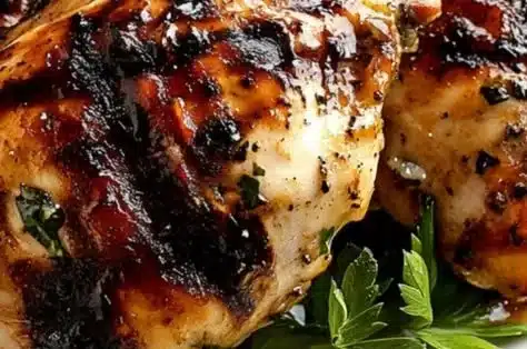 Plate of White Barbecue Chicken served with sides