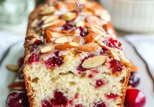 Sliced Almond Cherry Bread showcasing cherries and almonds baked to perfection