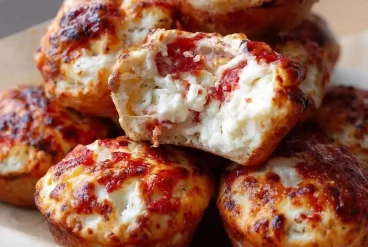 Cottage cheese pizza bites topped with fresh vegetables and cheese