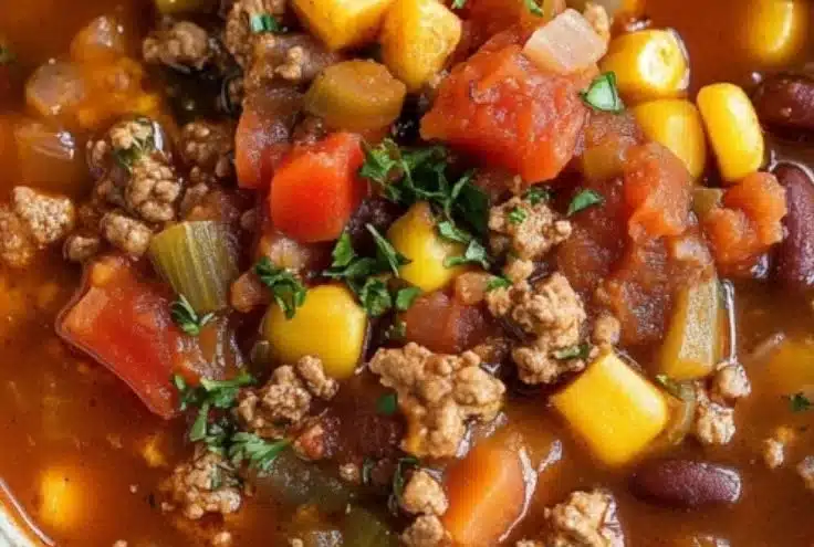 Cowboy Soup 2 A bowl of delicious Cowboy Soup filled with vegetables and beans