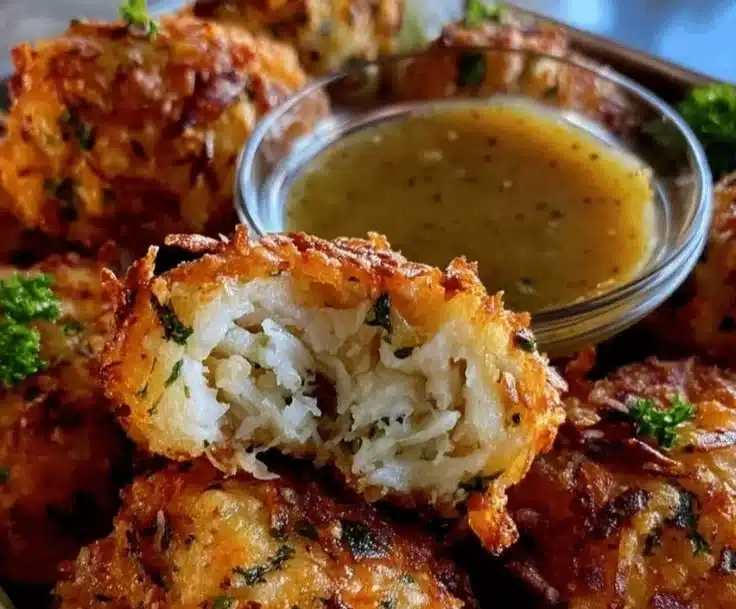 Crispy baked chicken nuggets with honey mustard sauce on a plate