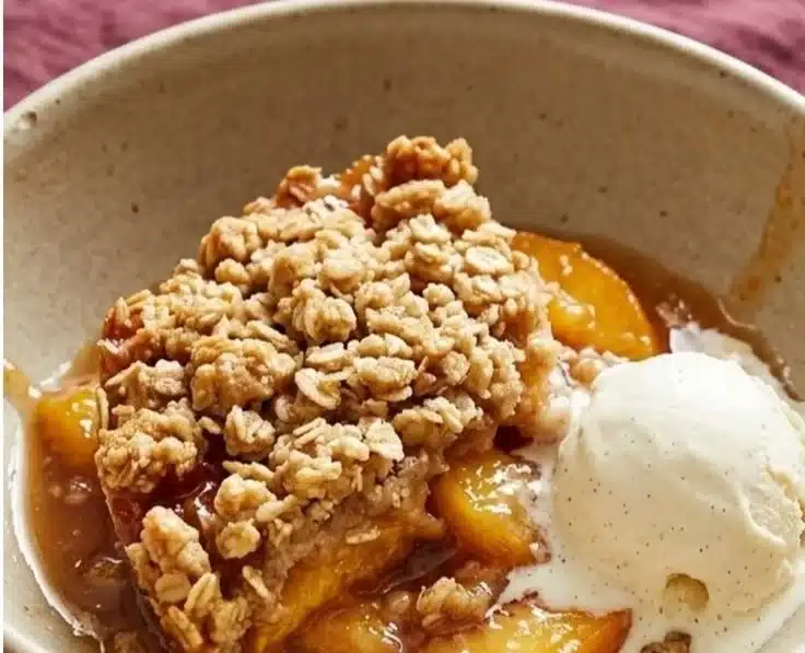Gluten-Free Vegan Peach Cobbler with fresh peaches and almond flour topping