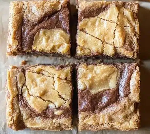 Delicious Peanut Butter Cookie Brownies served on a plate