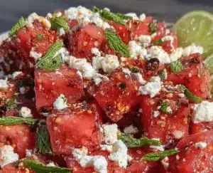 Fresh Watermelon Mint Feta Salad with vibrant colors and flavors