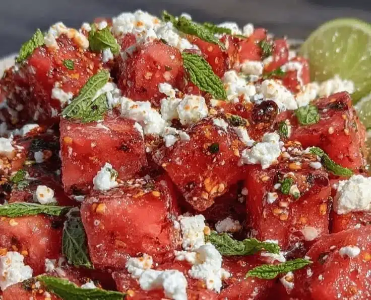 Fresh Watermelon Mint Feta Salad with vibrant colors and flavors