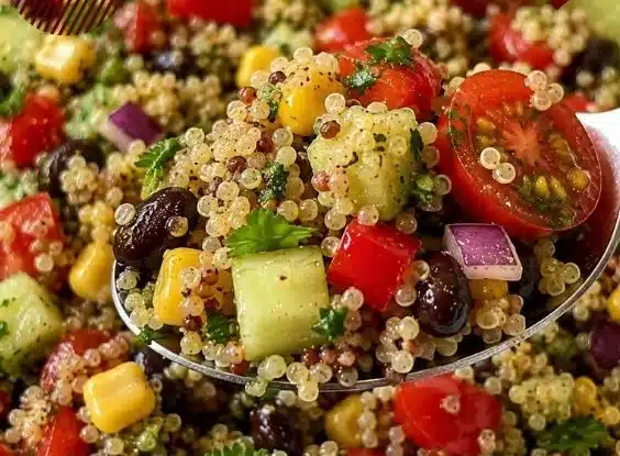 Cilantro Lime Veggie Quinoa Salad with fresh vegetables and a zesty dressing