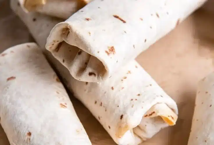 Homemade freezable breakfast burritos ready for meal prep and easy breakfasts.