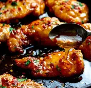 Delicious Honey Garlic Chicken served with vegetables