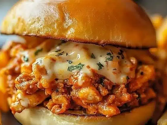 The Best Chicken Sloppy Joes with a Cajun Twist 2 Delicious Chicken Sloppy Joes with a Cajun twist served on a bun.